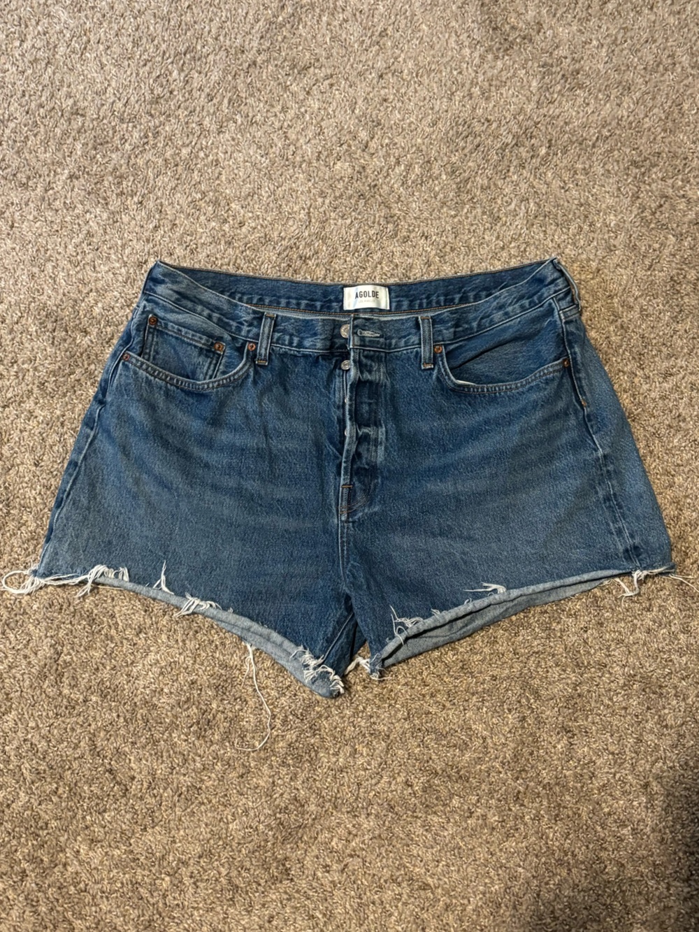 Agolde Women’s Sz 34 Distressed Dark Blue Denim Shorts